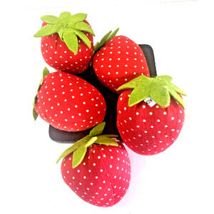 Set of 5-Lucious Fabric Strawberries for Decor-Pin Cushion-Sewing